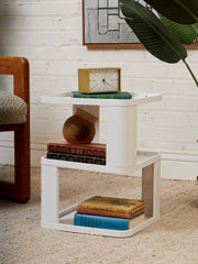 Three Tier White Plastic Side Table