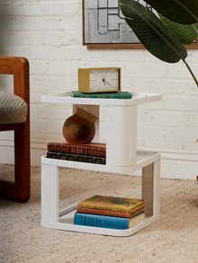 Three Tier White Plastic Side Table
