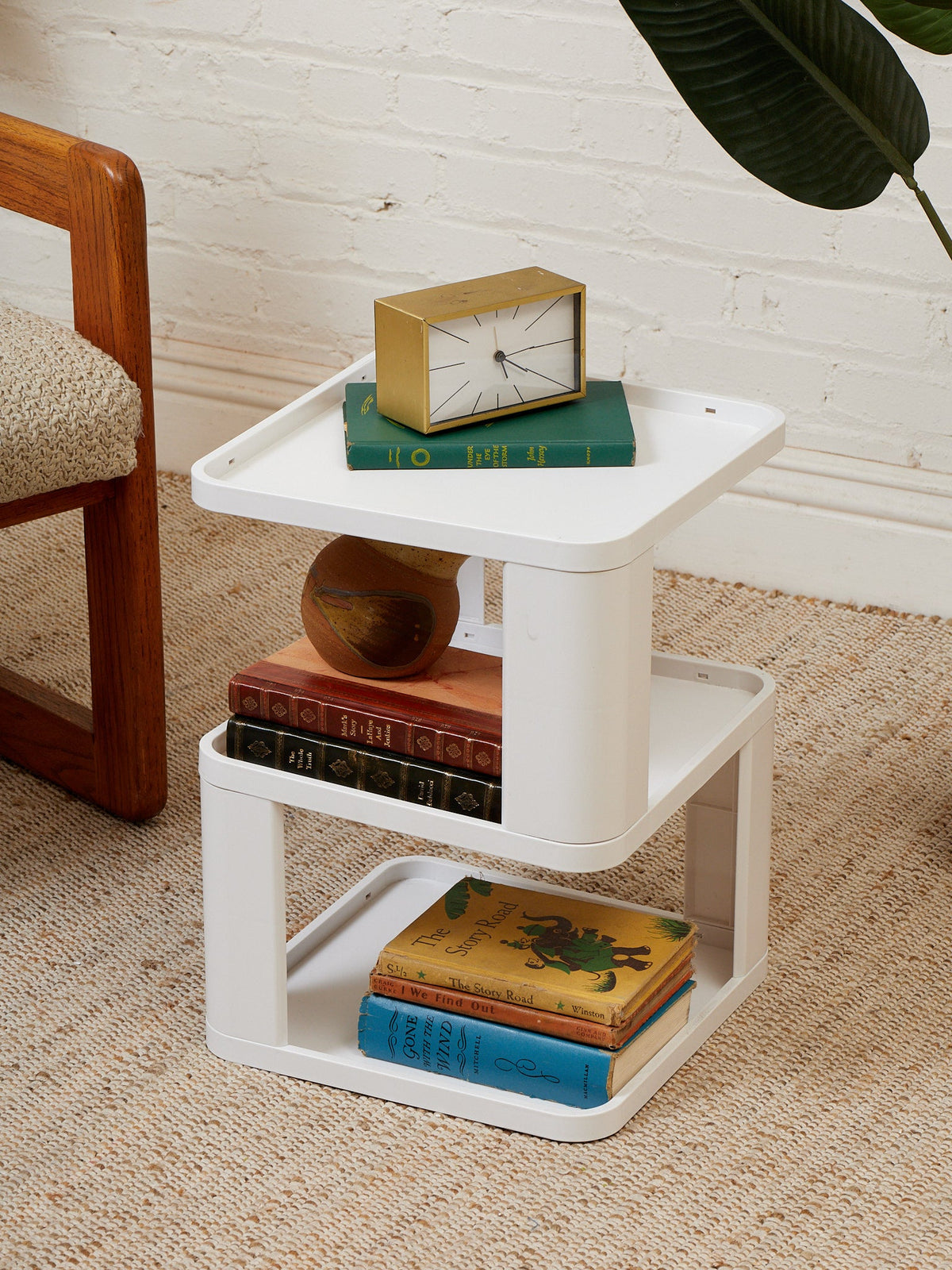 Three Tier White Plastic Side Table