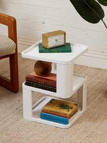 Three Tier White Plastic Side Table