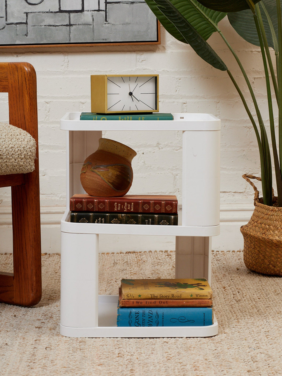 Three Tier White Plastic Side Table