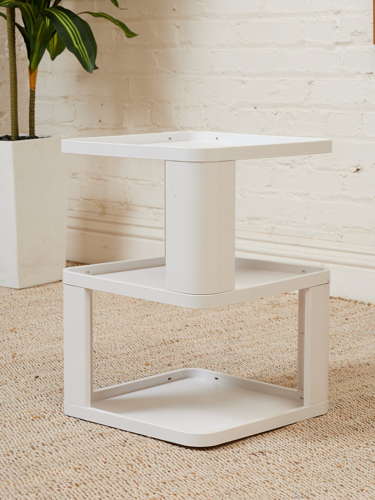 Three Tier White Plastic Side Table