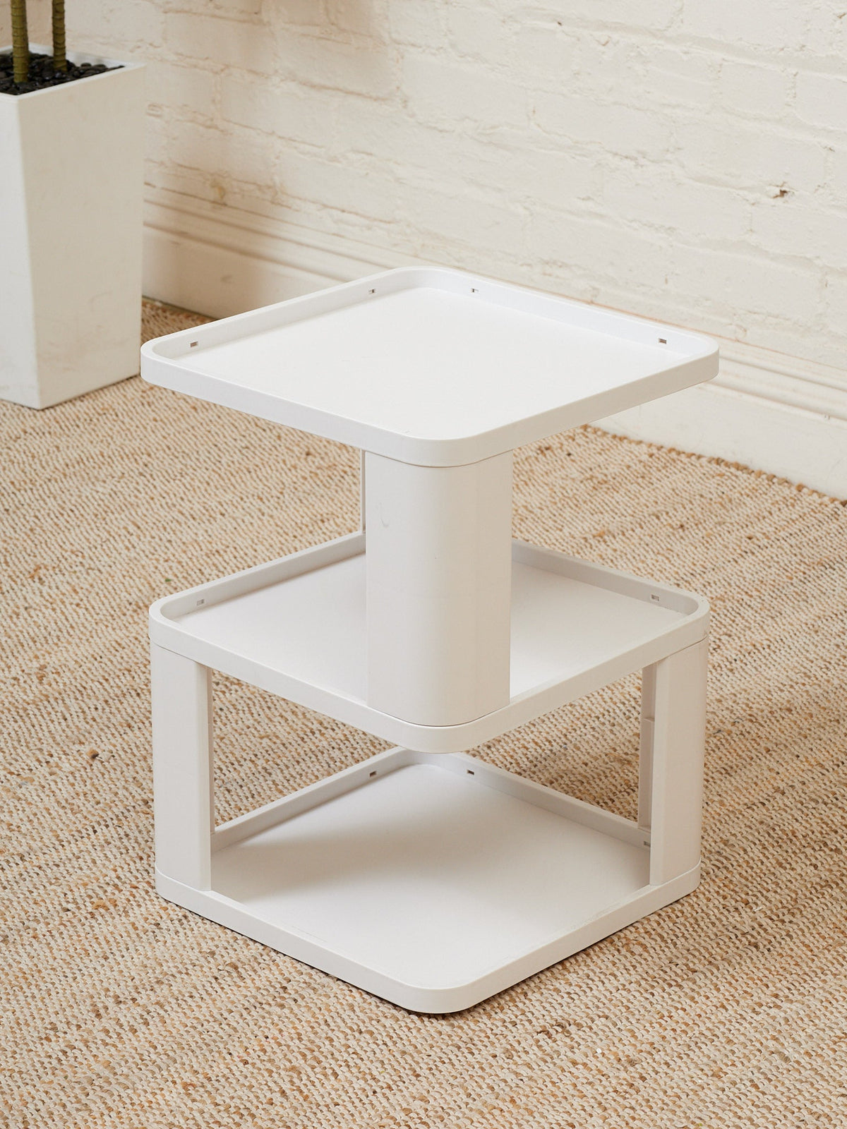 Three Tier White Plastic Side Table
