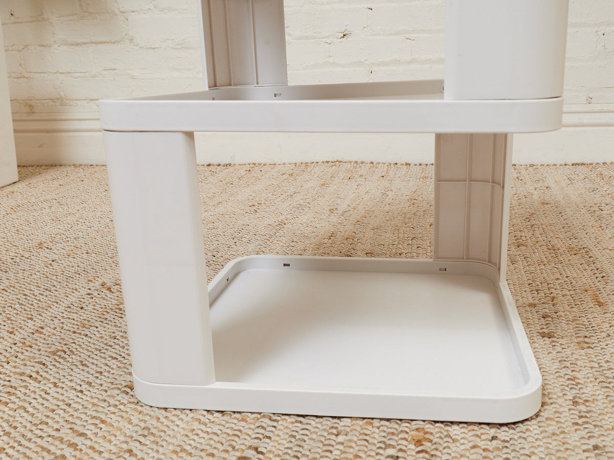 Three Tier White Plastic Side Table