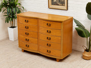Dixie Art Deco Blonde Mahogany 8-Drawer Dresser