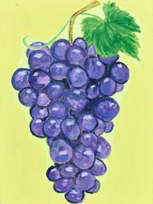 Original painting by E. Martinez Grapes on Bright Yellow background