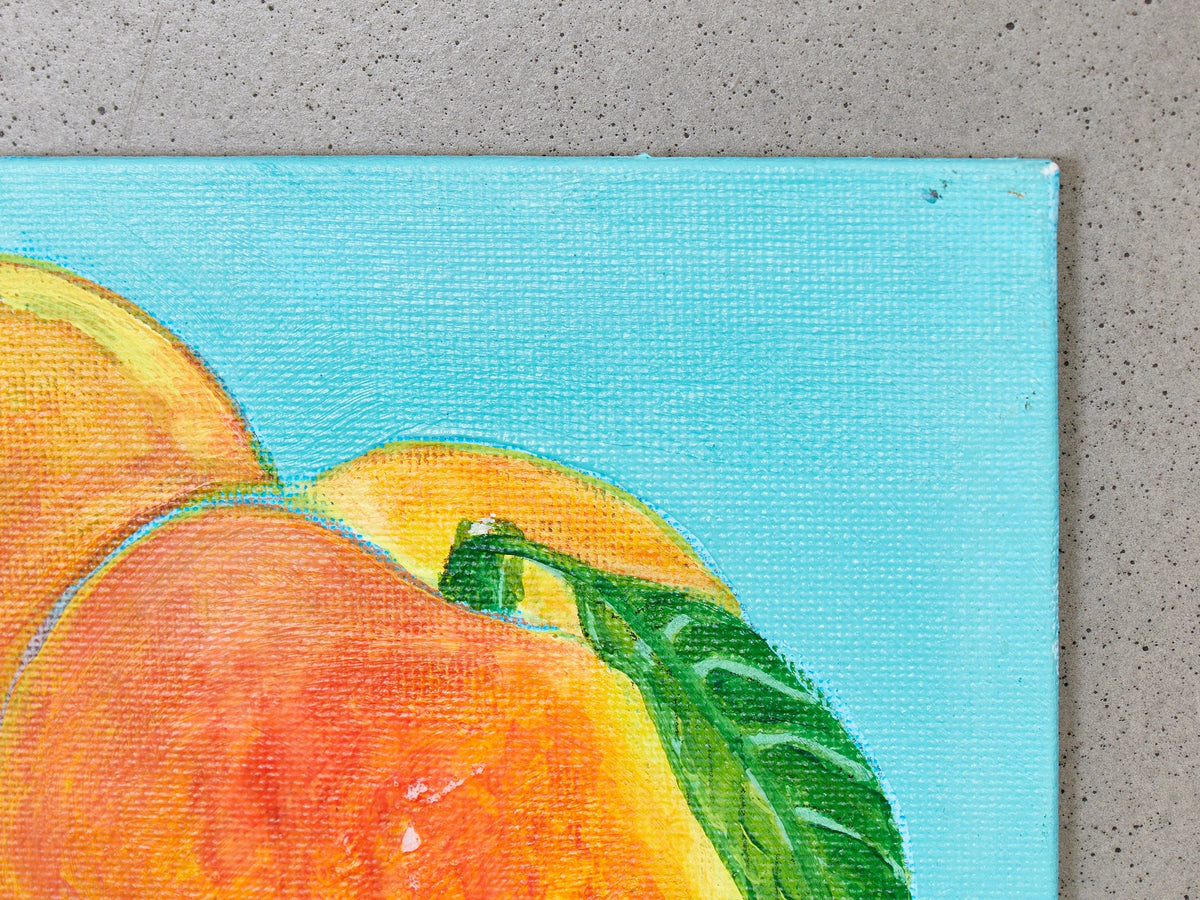 Original painting by E. Martinez Peaches on Pale Blue background