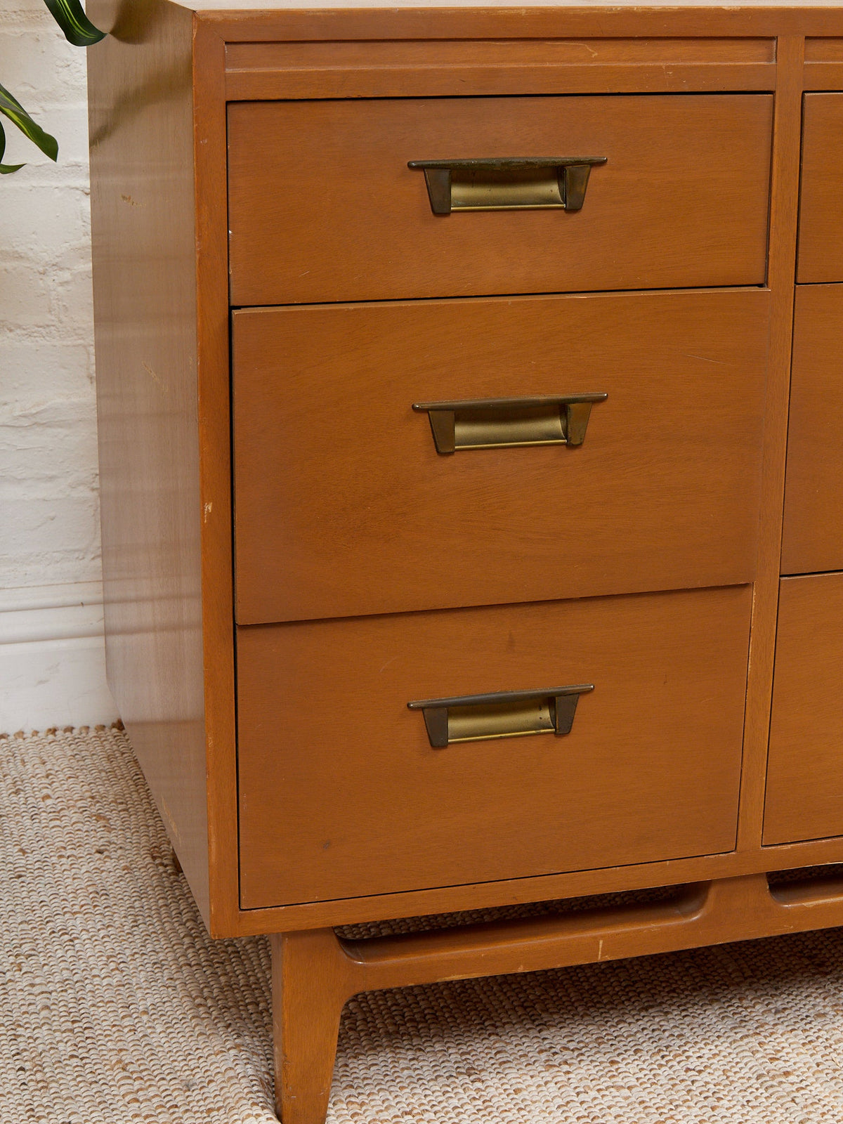 Vintage Mid-Century Modern Nine-Drawer Dresser by Red Lion Furniture Co. as Found