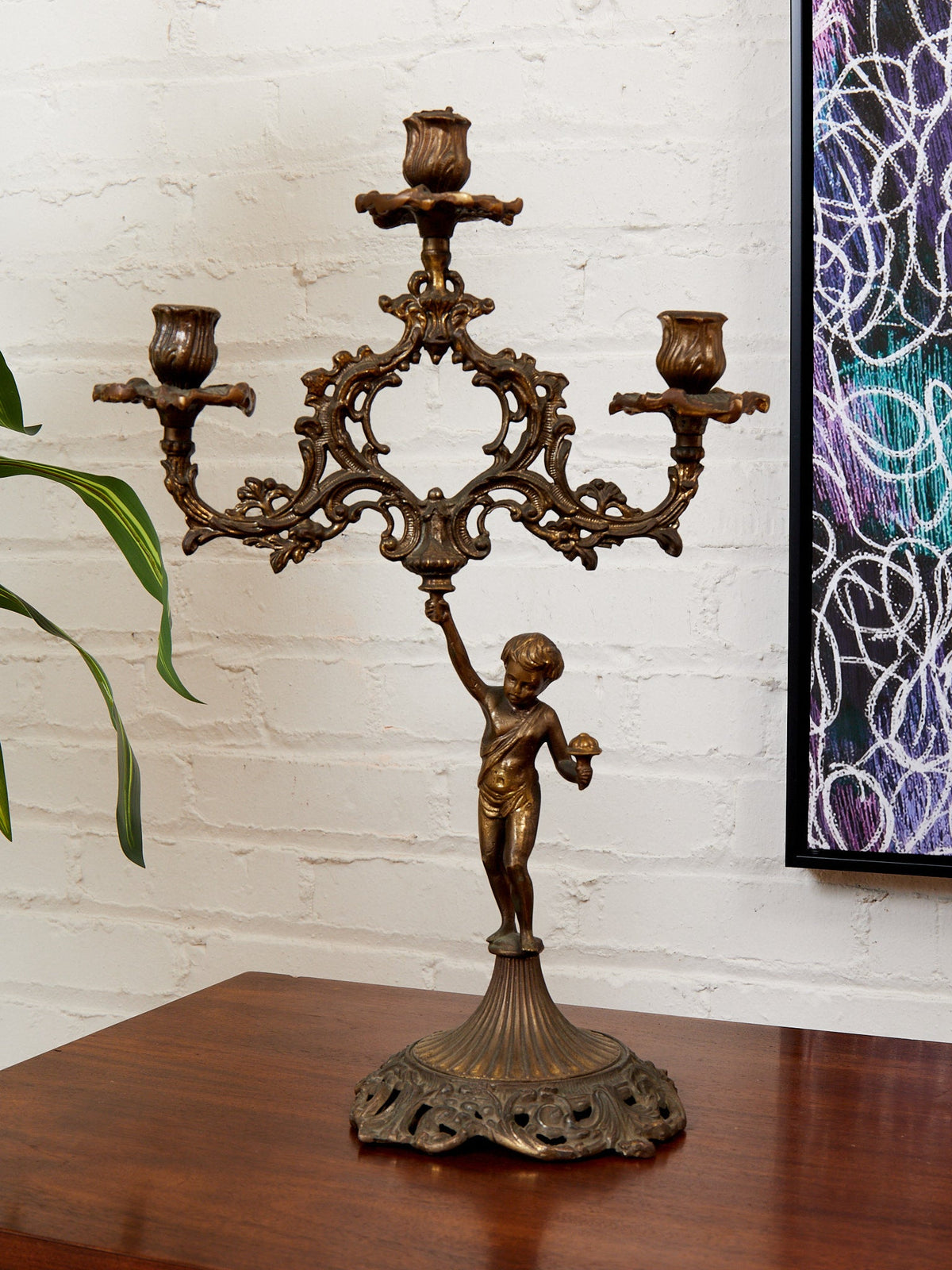 Pair of Italian Cherub Candelabras