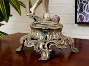 French Neoclassical Cast Bronze Boy w Torch Figural