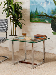 1970’s Wood and Chrome End Table