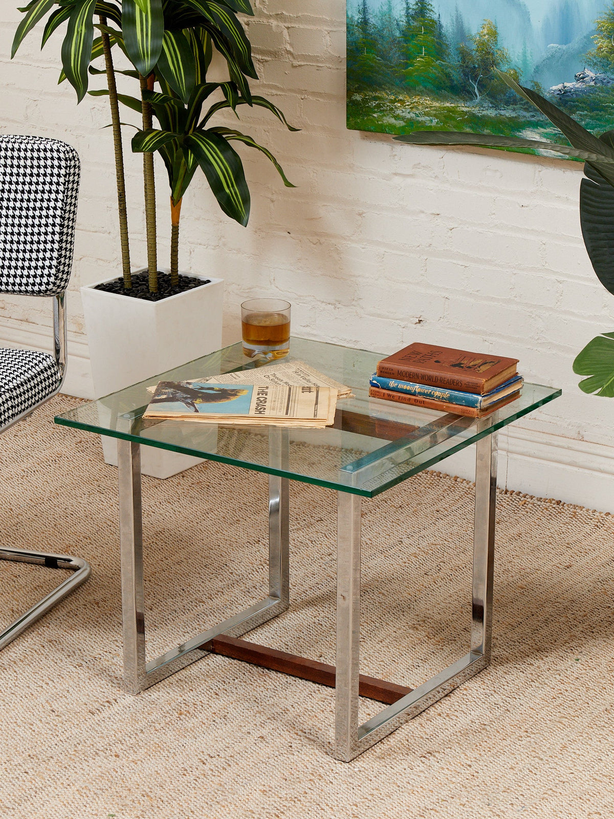 1970’s Wood and Chrome End Table