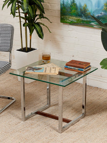 1970’s Wood and Chrome End Table