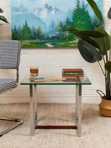 1970’s Wood and Chrome End Table
