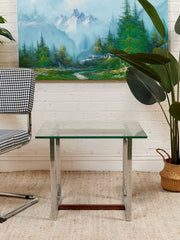1970’s Wood and Chrome End Table