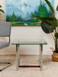 1970’s Wood and Chrome End Table