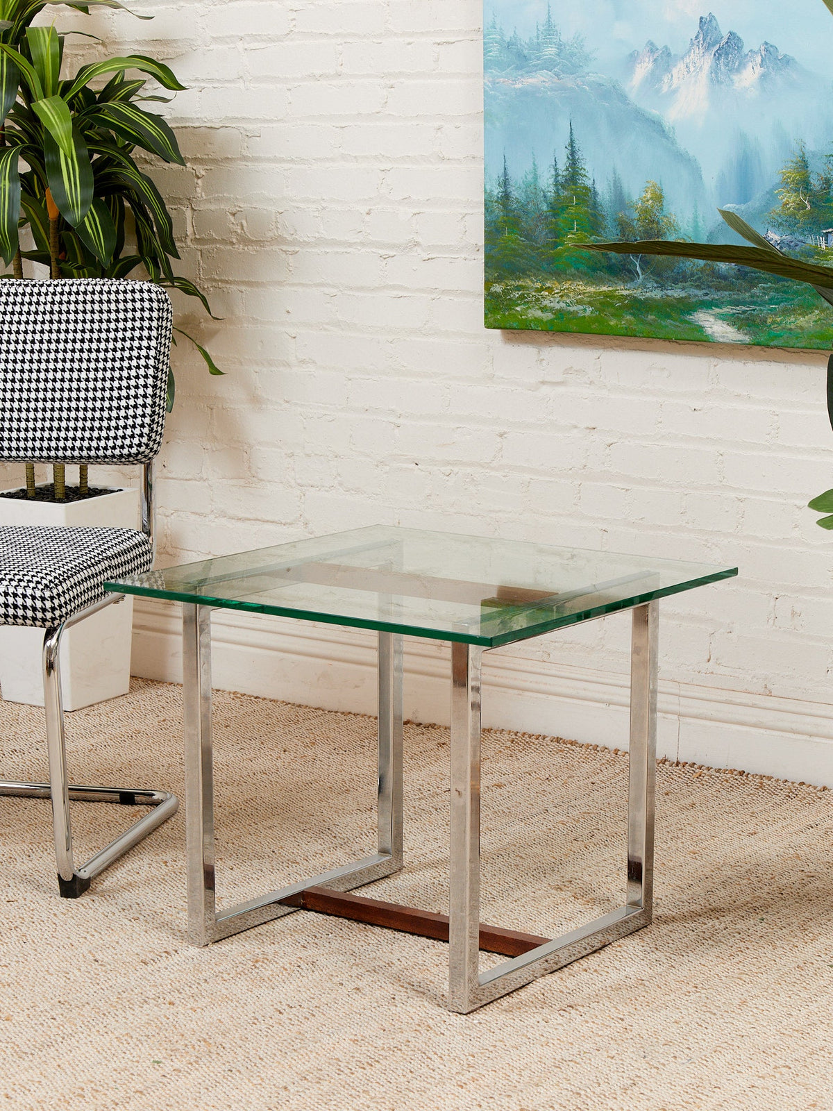 1970’s Wood and Chrome End Table