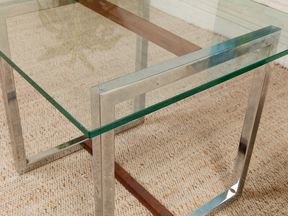 1970’s Wood and Chrome End Table