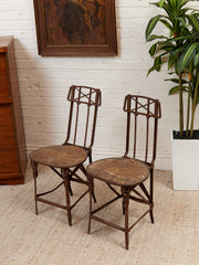 Cast Metal Folding Chair Imperial Steel Corp Chicago IL. Antique 1920s
