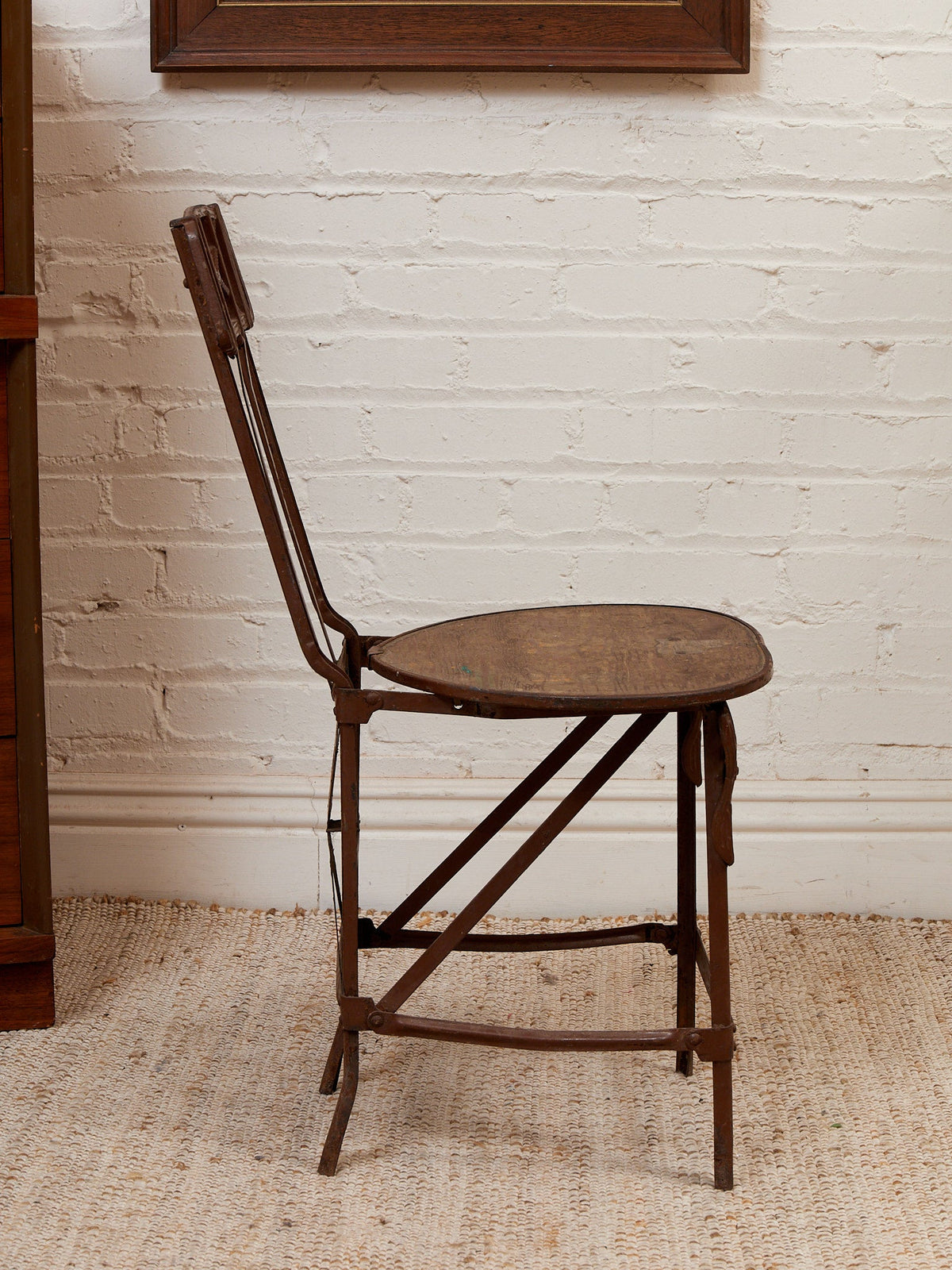 Cast Metal Folding Chair Imperial Steel Corp Chicago IL. Antique 1920s