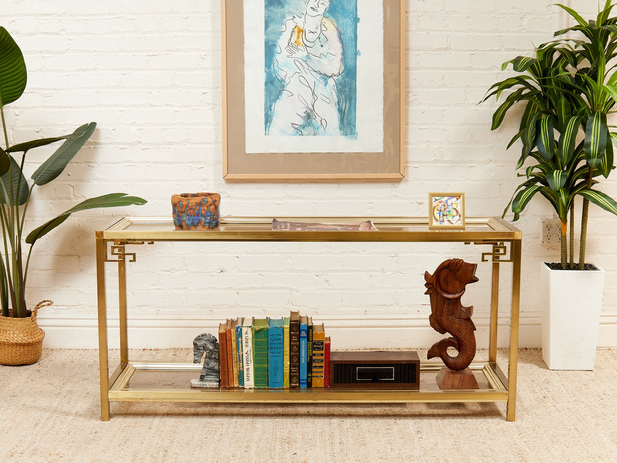 Mastercraft Brass 1970’s Hollywood Regency Entry table