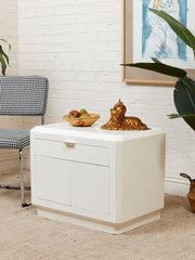 White Post Modern End Table Nightstand