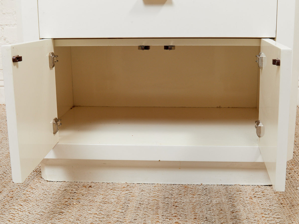 White Post Modern End Table Nightstand