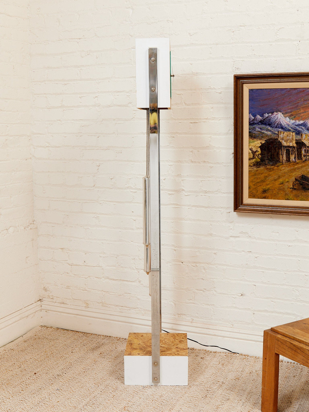 Faux Burlwood 1970’s Mid-Century Modern Grandfather Clock