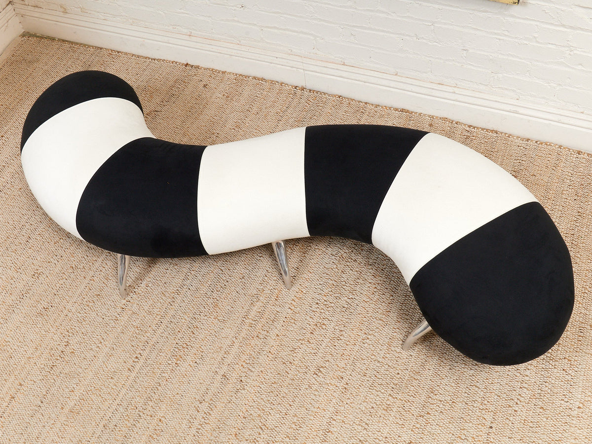 Black and White Centipede Post Modern Bench