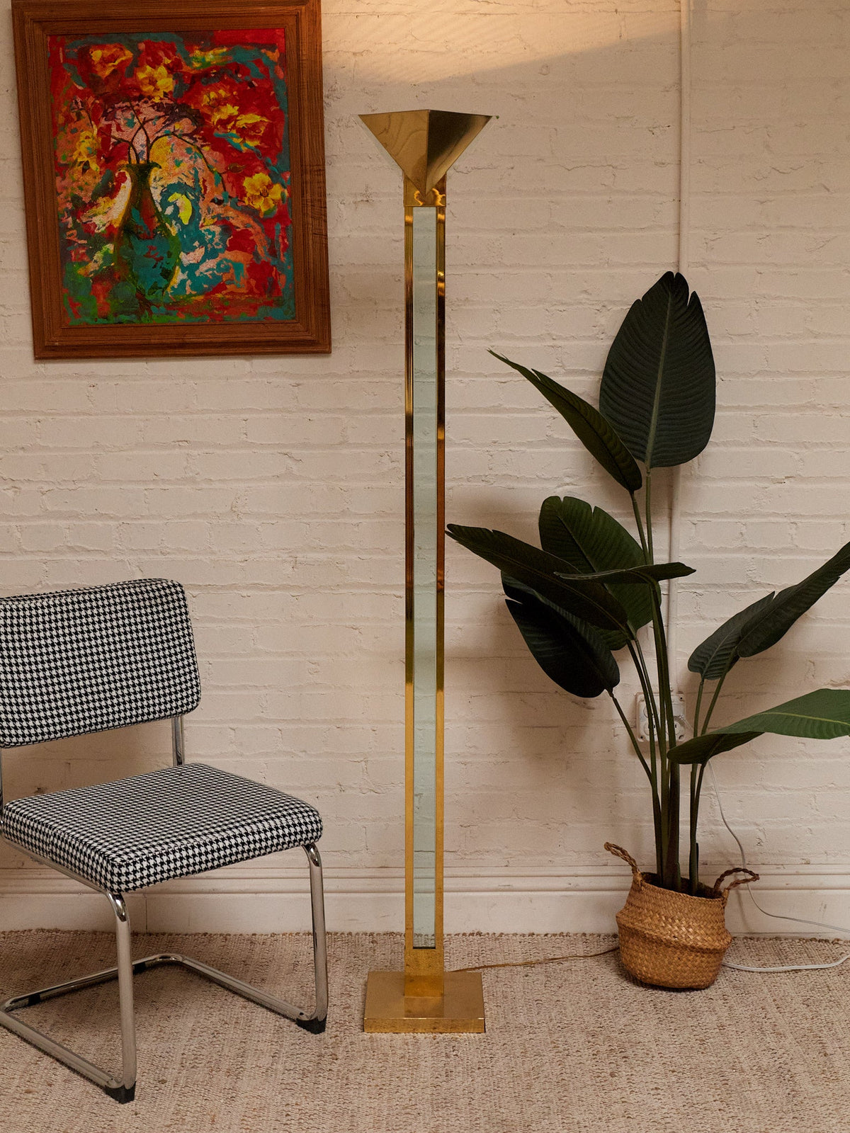 Vintage Geurge Kovacs Brass Glass and Lucite Floor Lamp