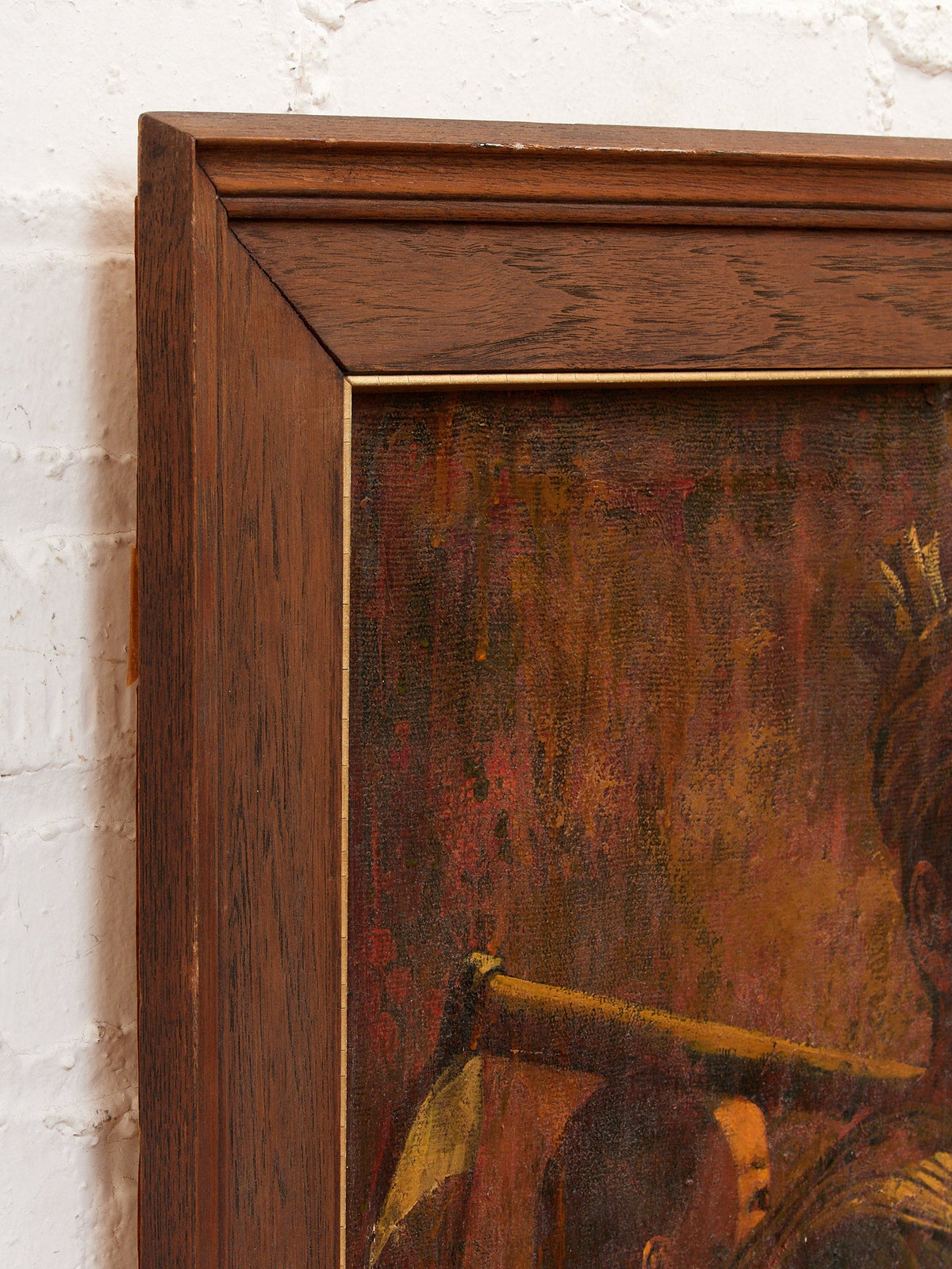 The Carrier Figurative Portrait Painting in Earth Tones  Signed by Svel 1977