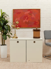 White Post Modern 2 Drawer End Table