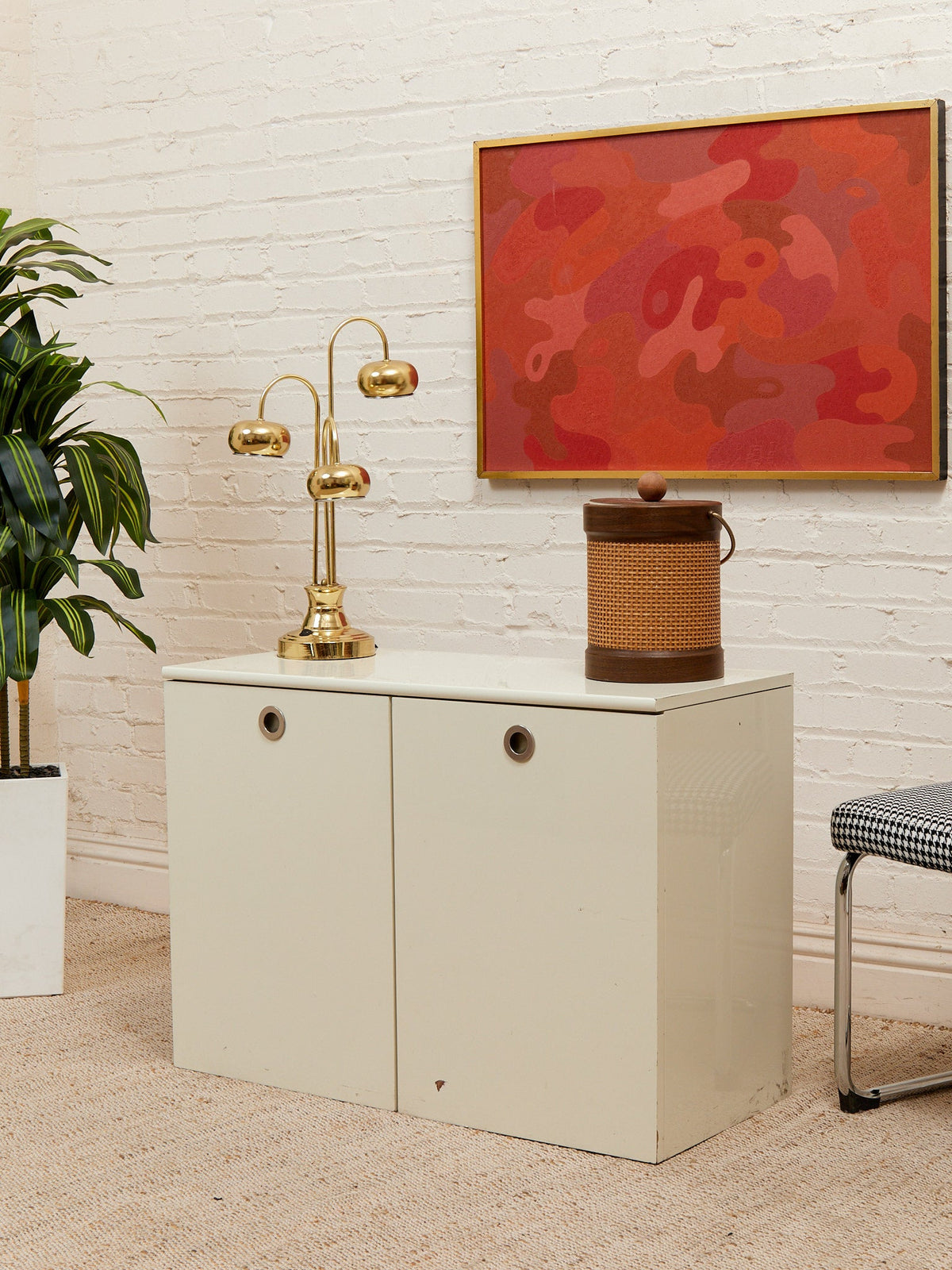 White Post Modern 2 Drawer End Table