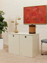 White Post Modern 2 Drawer End Table