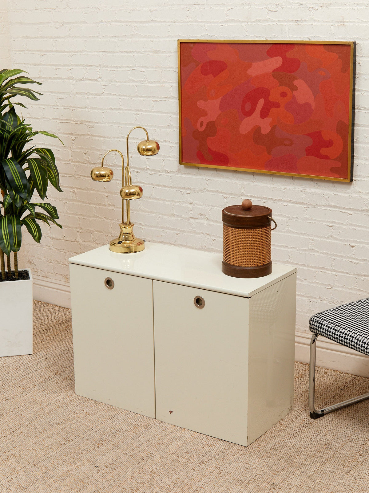 White Post Modern 2 Drawer End Table