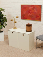 White Post Modern 2 Drawer End Table