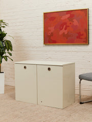 White Post Modern 2 Drawer End Table