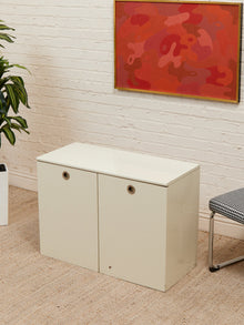 White Post Modern 2 Drawer End Table