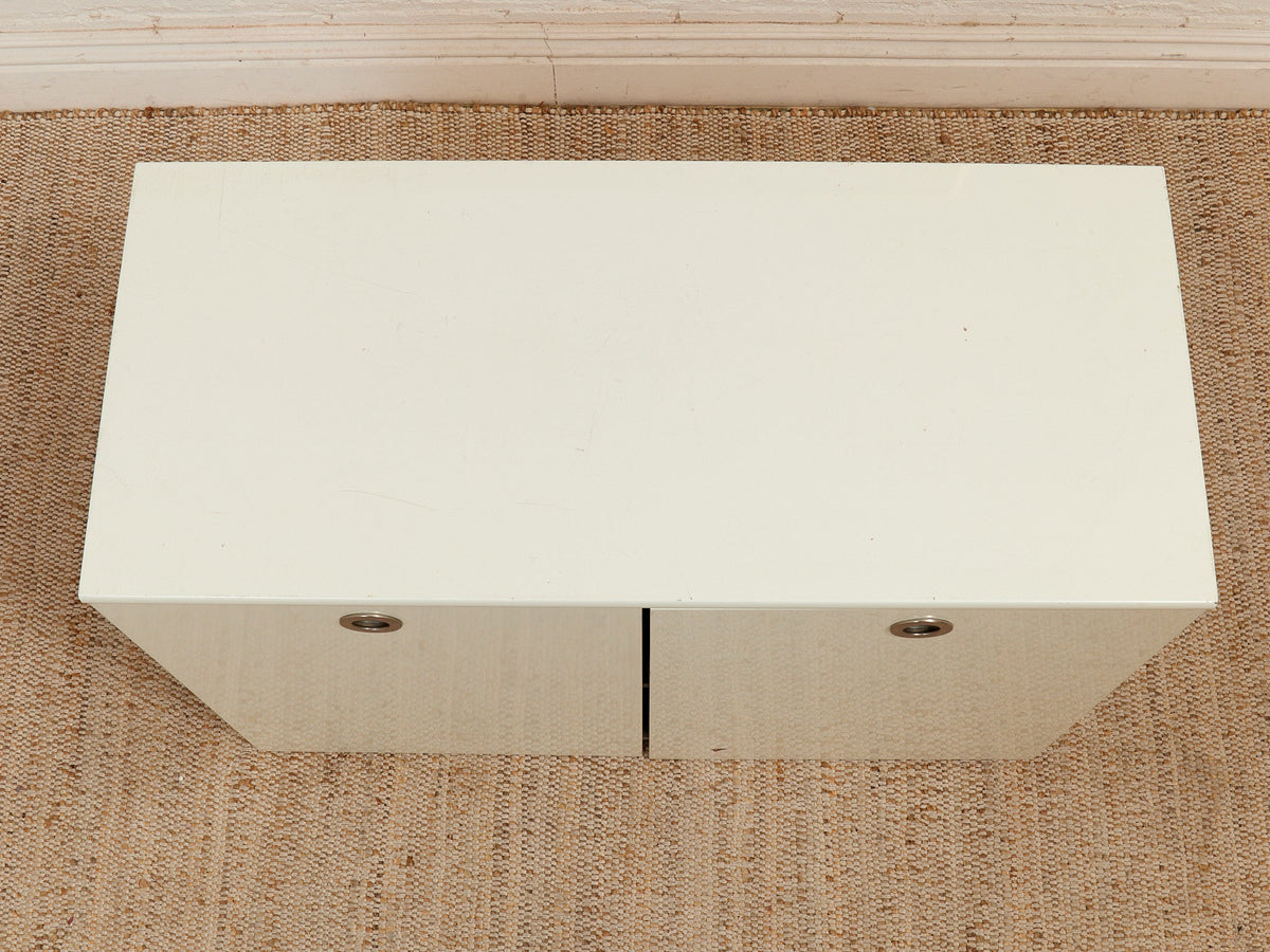 White Post Modern 2 Drawer End Table