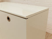 White Post Modern 2 Drawer End Table