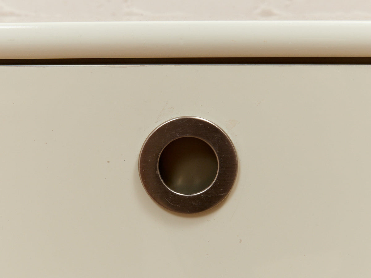 White Post Modern 2 Drawer End Table