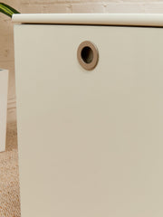 White Post Modern 2 Drawer End Table