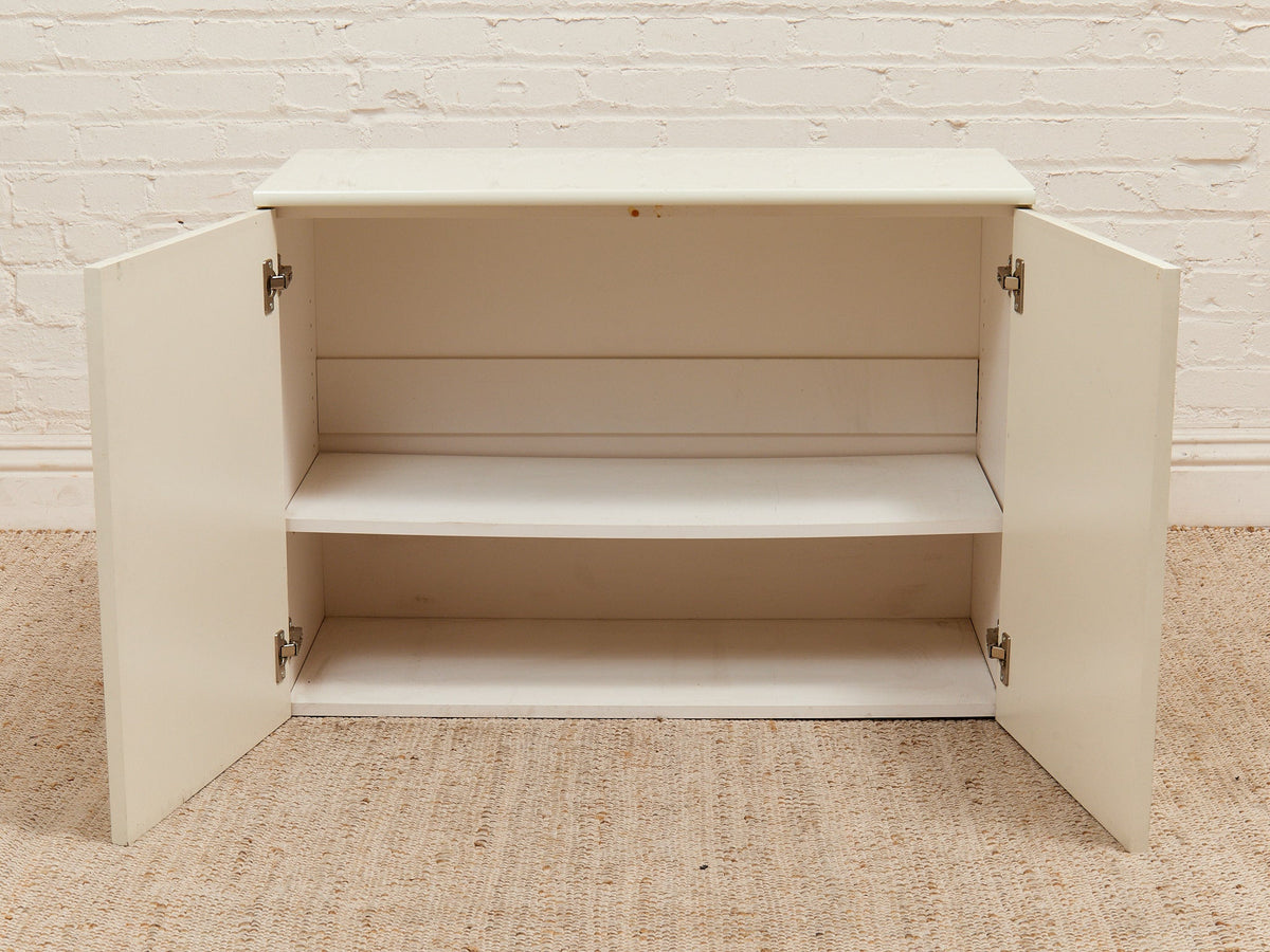 White Post Modern 2 Drawer End Table