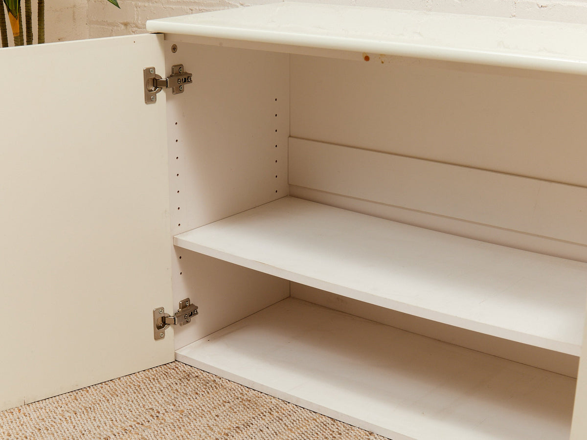 White Post Modern 2 Drawer End Table