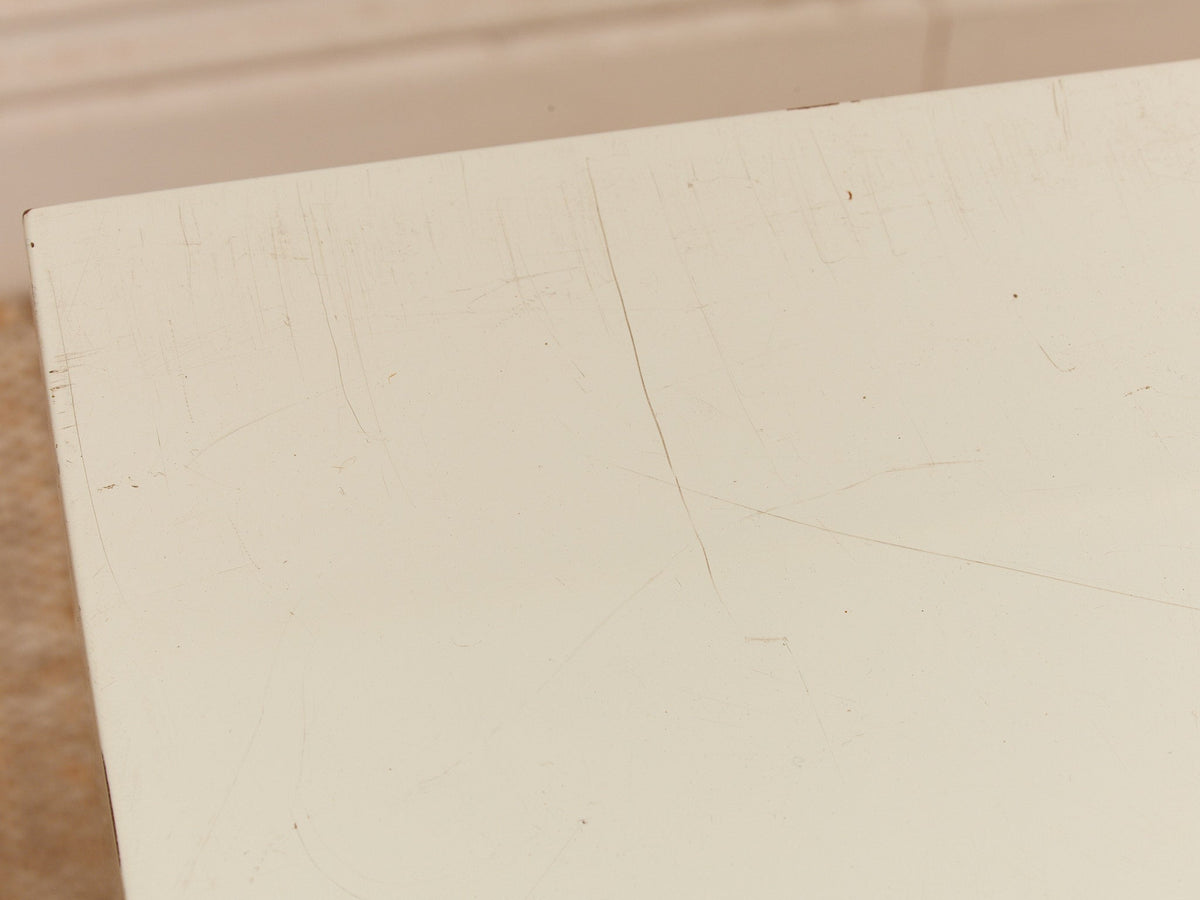 White Post Modern 2 Drawer End Table