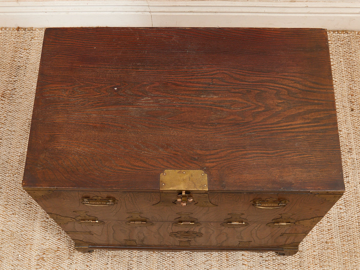 Vintage Korean Bandaji Chest with Brass Mounts