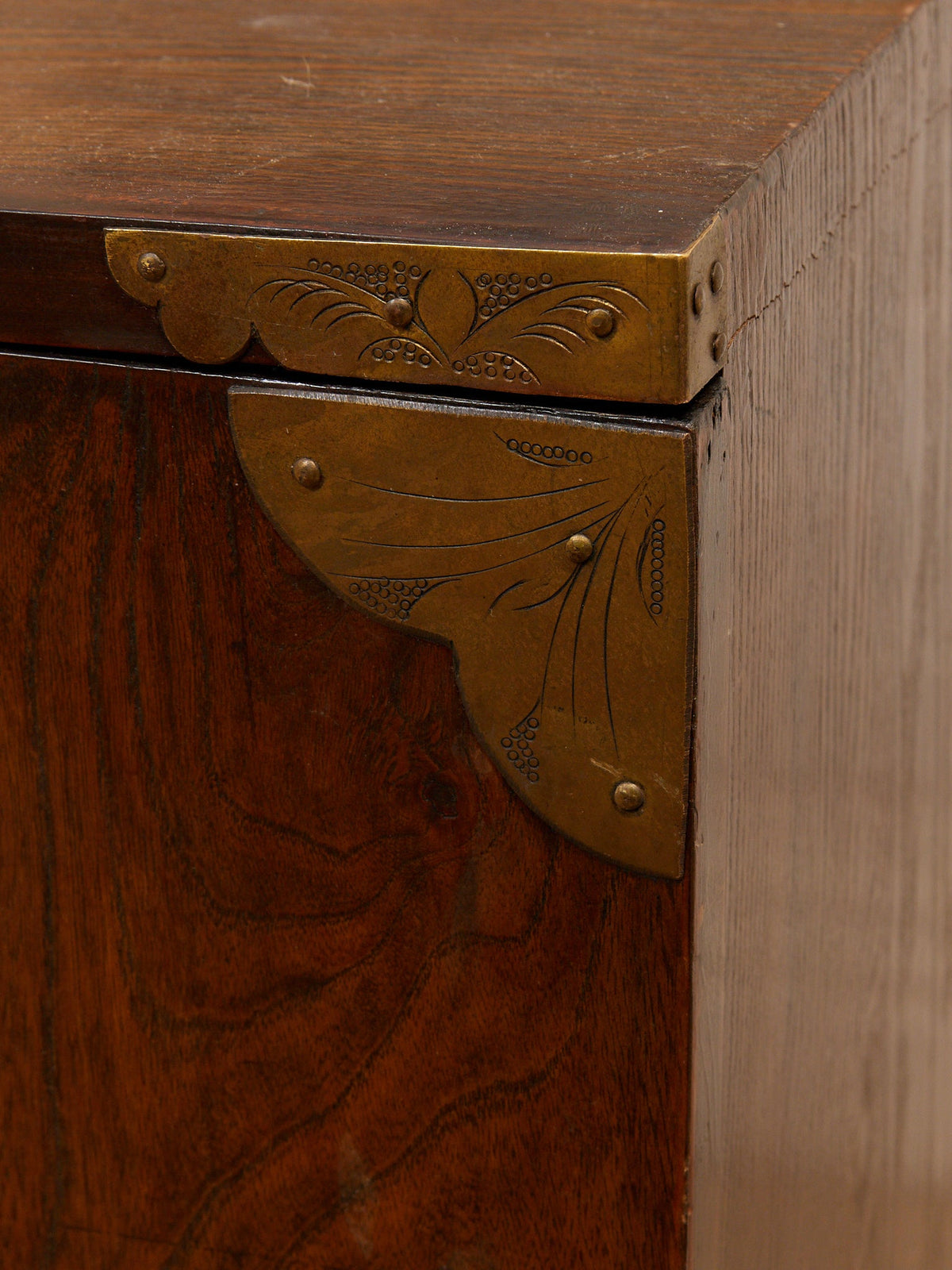 Vintage Korean Bandaji Chest with Brass Mounts