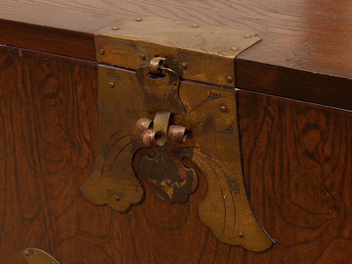 Vintage Korean Bandaji Chest with Brass Mounts