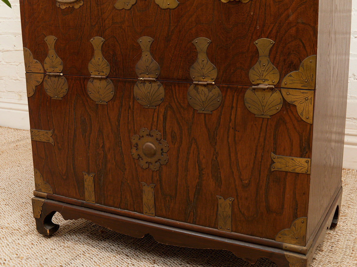 Vintage Korean Bandaji Chest with Brass Mounts
