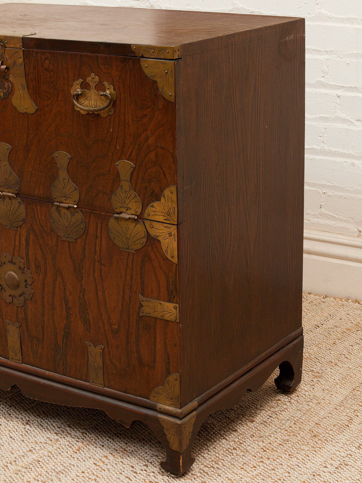 Vintage Korean Bandaji Chest with Brass Mounts